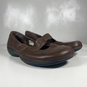 Merrell Women Shoes Mary Jane OrthoLite Strap Round Toe Leather Brown Sz 7.5